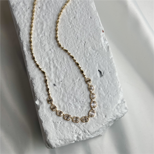 Yellow Gold Graduated Diamond Line Necklace