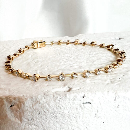 Yellow Gold and Diamond Line Bracelet