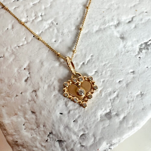 Yellow Gold and Diamond Heart Pendant