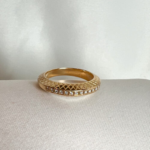 Yellow gold and diamond Temple Tile Ring