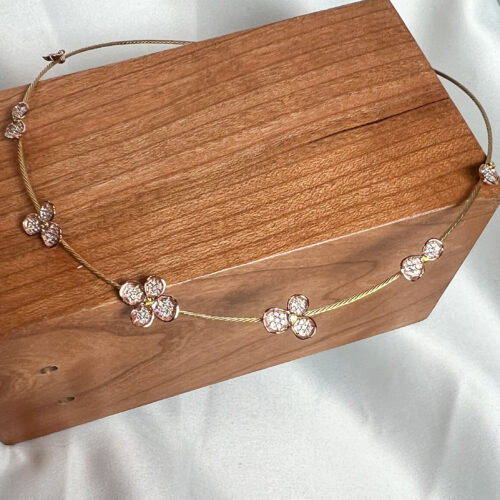 Yellow and Rose Gold Diamond Forget-Me-Not necklace