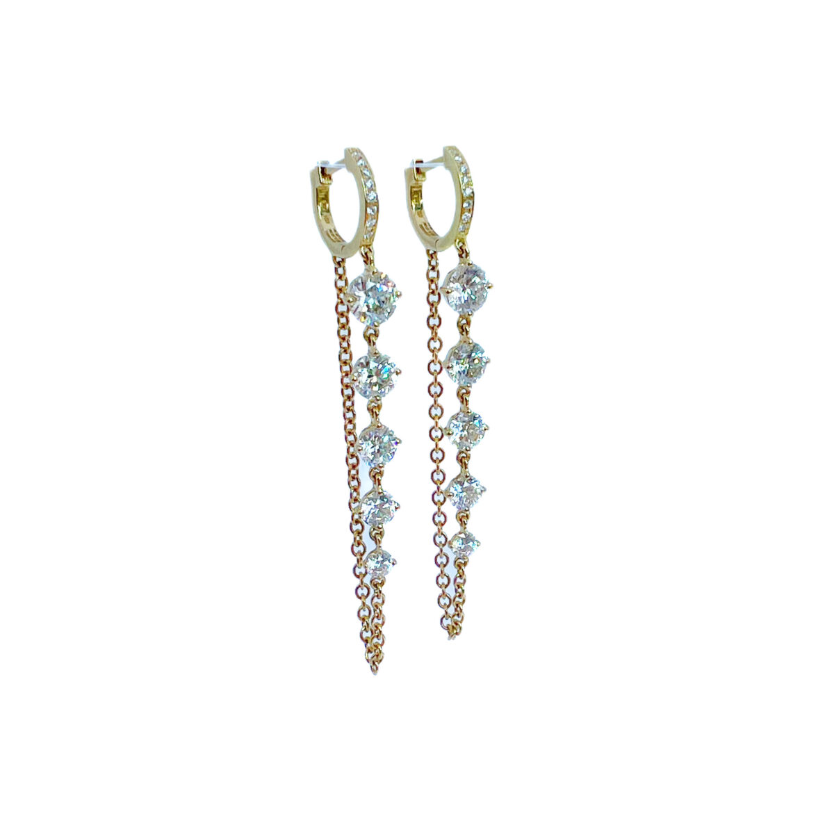 Diamond Huggie Chain Earrings