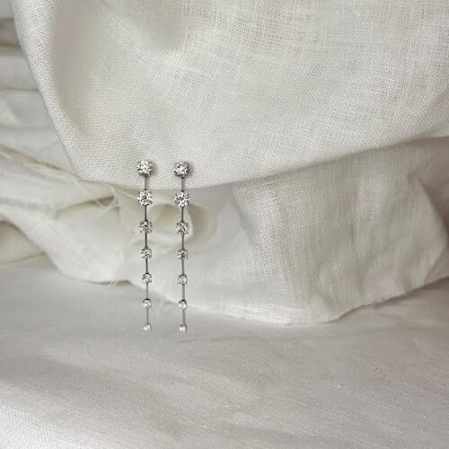 White Gold and Diamond Dangle Earrings