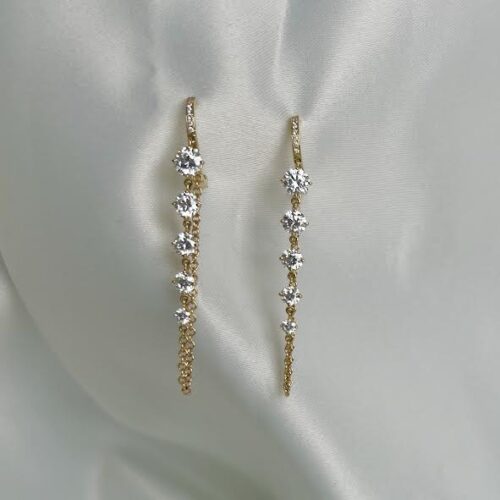 Diamond Huggie Chain Earrings