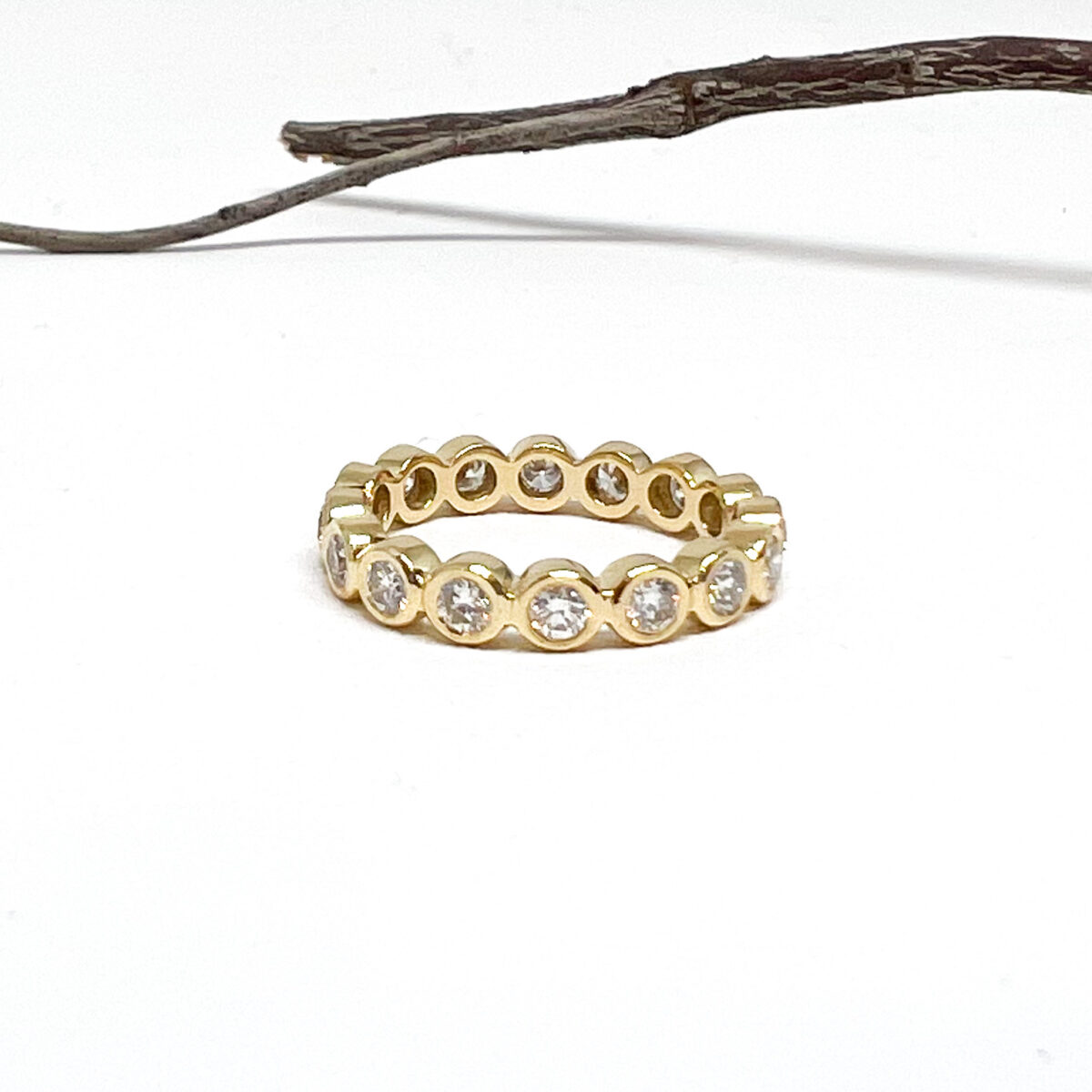 Yellow Gold and Diamond Modern Bezel Band