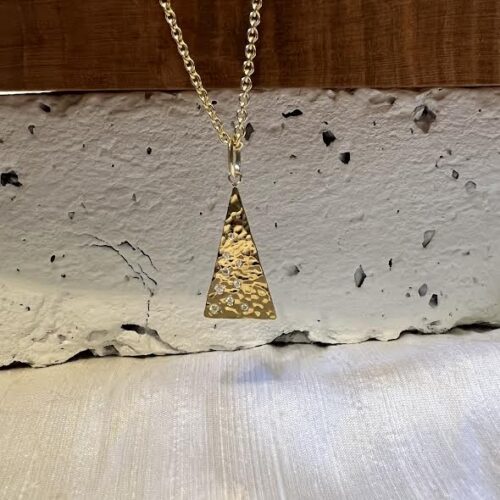 18 karat Yellow Gold and Diamond Triangular Pendant