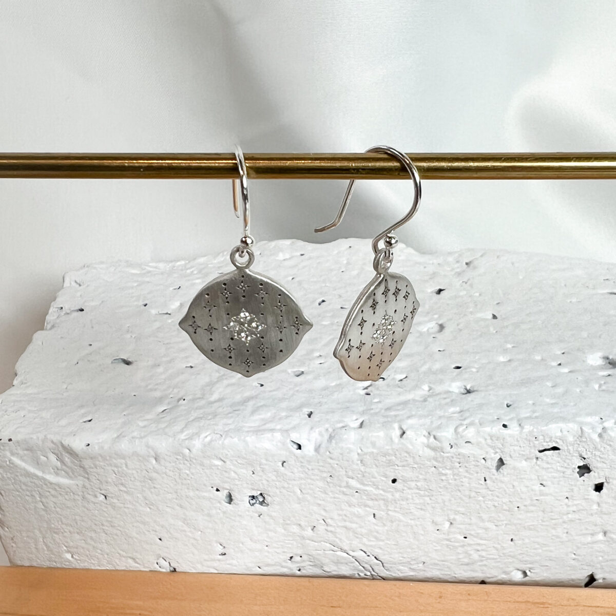 Sterling silver and Diamond Sky Earrings