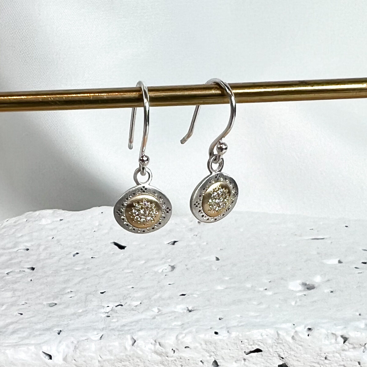 Silver, Gold and Diamond Earrings