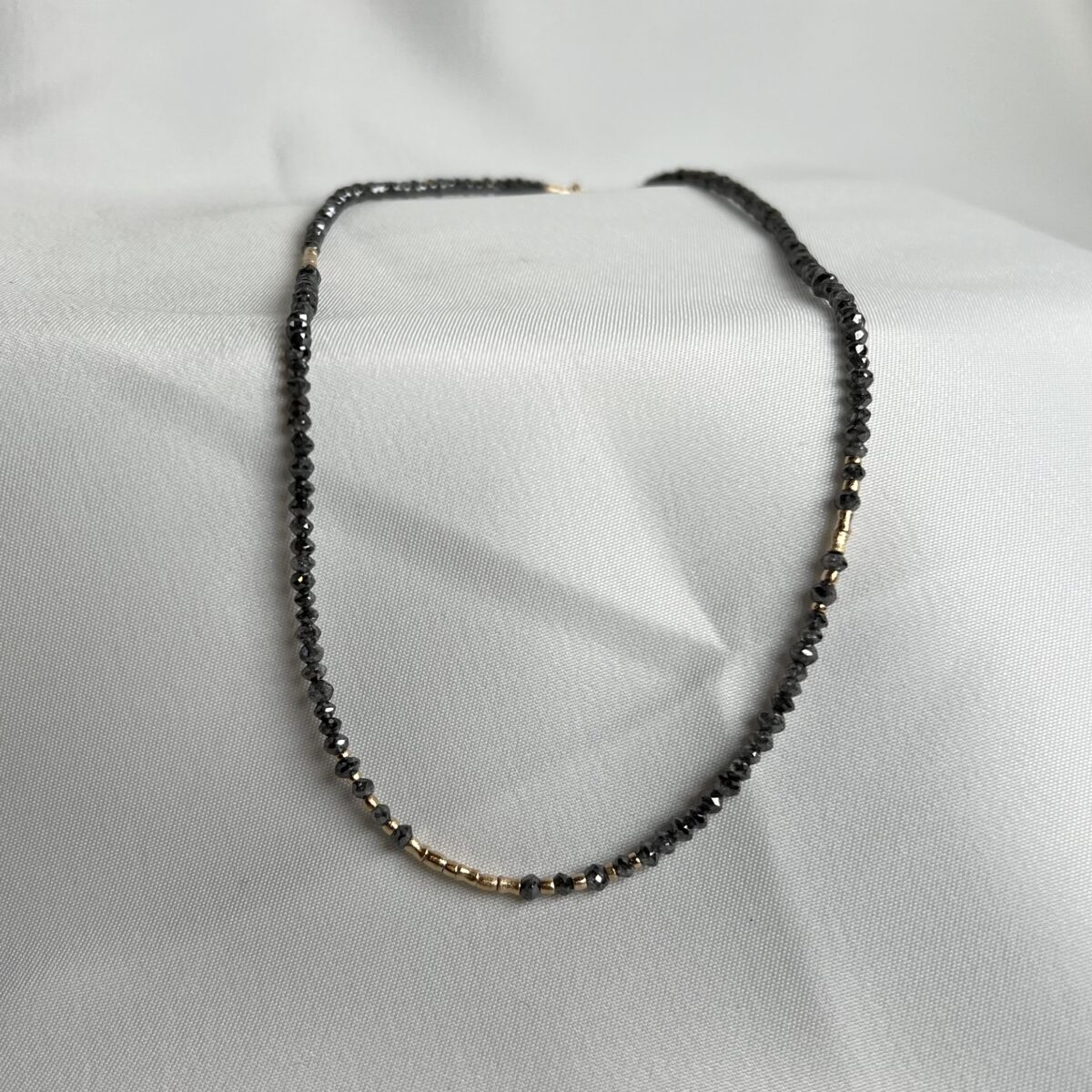 Yellow Gold and Faceted Gray Diamond Strand