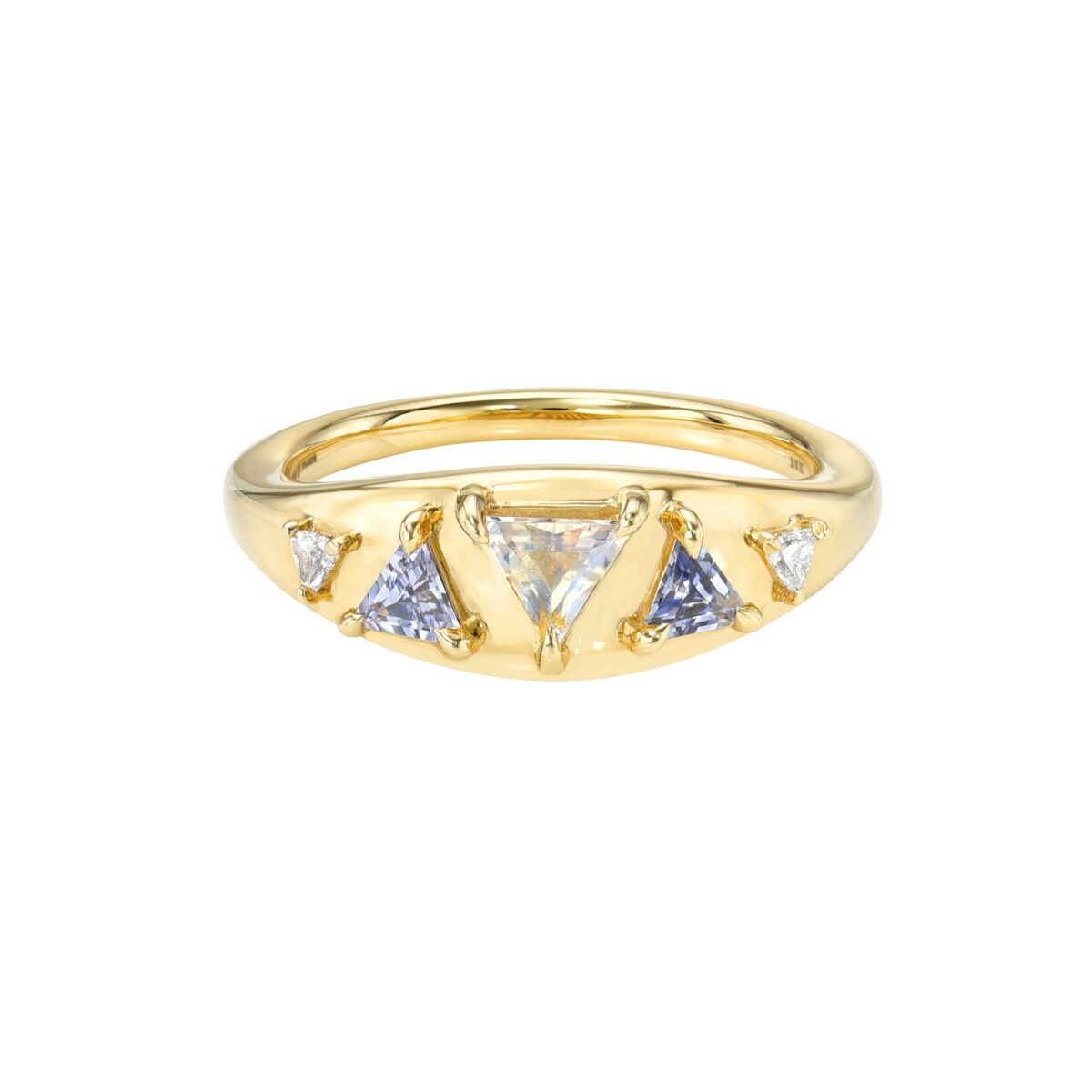 18 karat Yellow Gold and Moonstone, Sapphire and Diamond Signet Ring