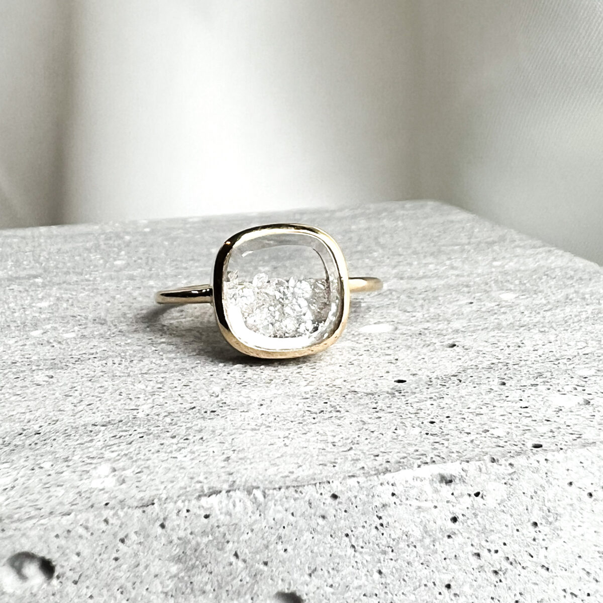 Yellow Gold and Diamond Shaker Ring