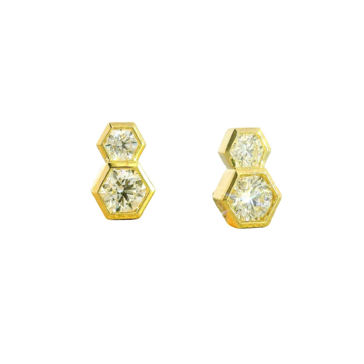 Double Diamond Hex Studs