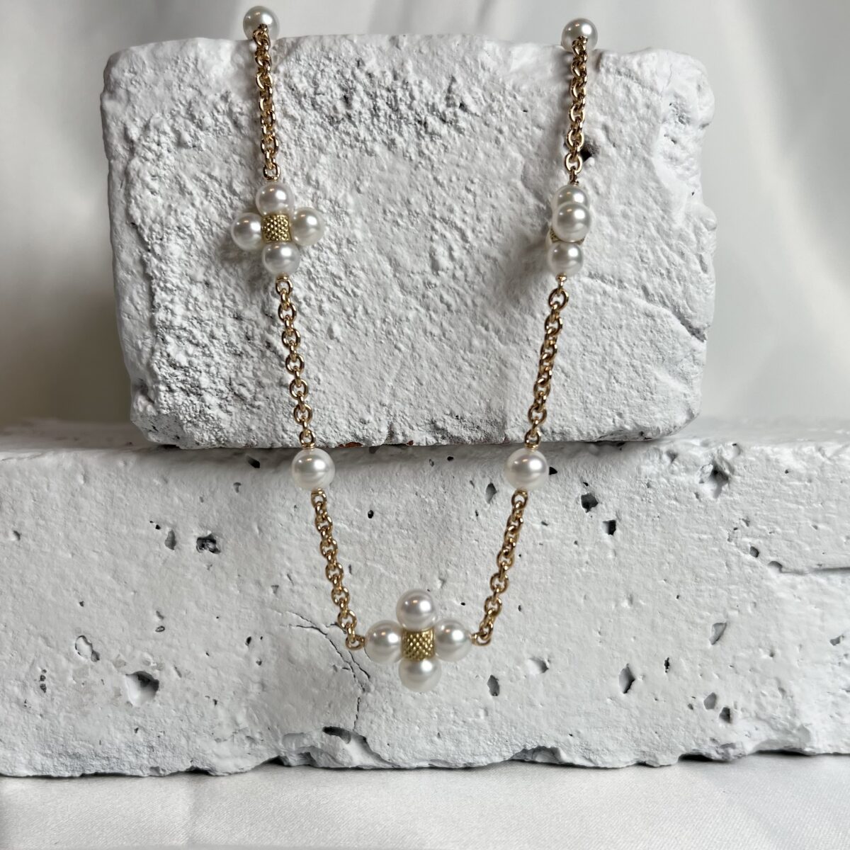 Yellow Gold and Pearl Sequence Necklace