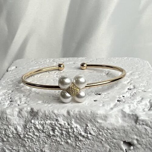 Yellow Gold and Pearl Cuff