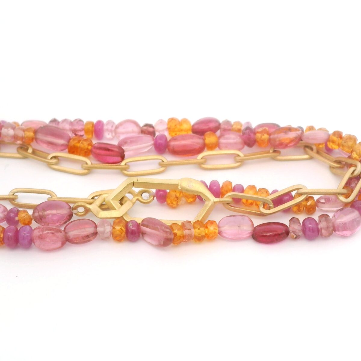 Multi-faceted Pink and Orange Necklace