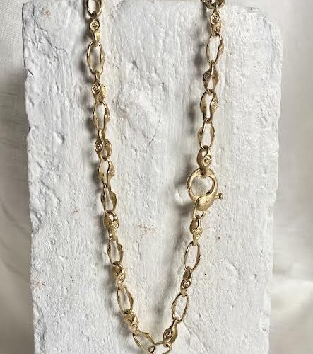 Yellow Gold and Diamond Twisted Link Necklace