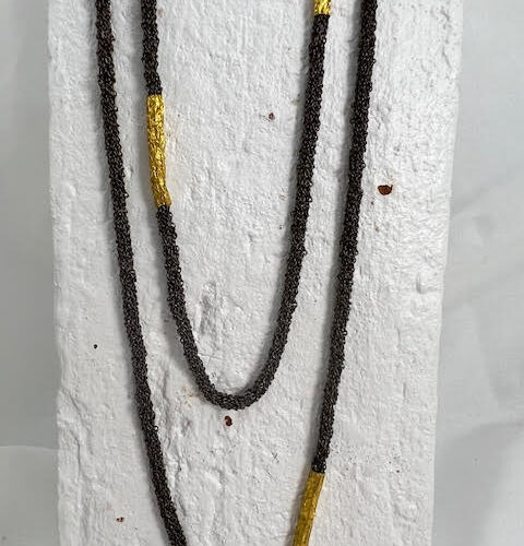 Sterling Silver and 24 karat Yellow Gold Necklace