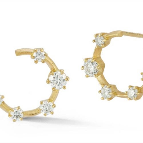 Yellow Gold and Diamond Forward Facing Hoops