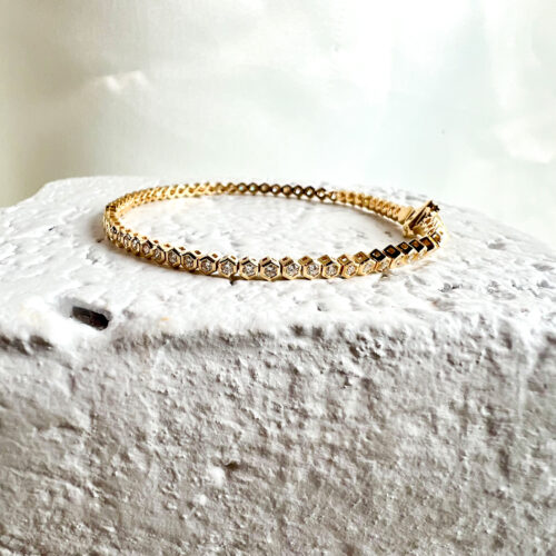 Yellow Gold and Diamond Line Bracelet  0.97 CT