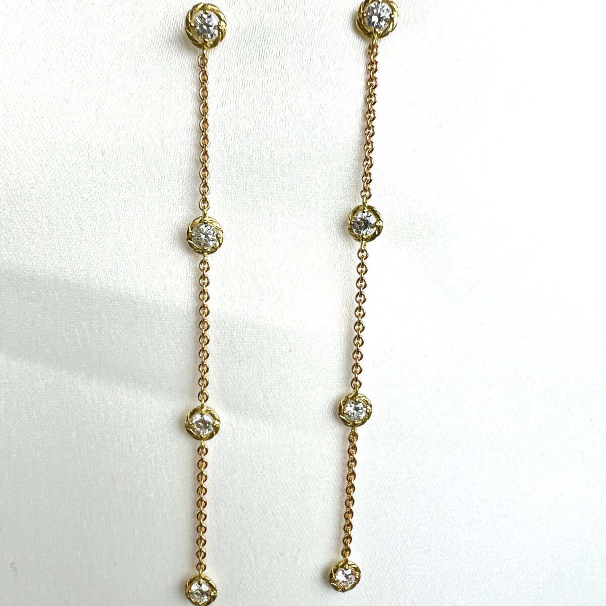 Yellow Gold and Diamond Dangler Earrings