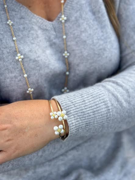 Yellow Gold and Pearl Cuff