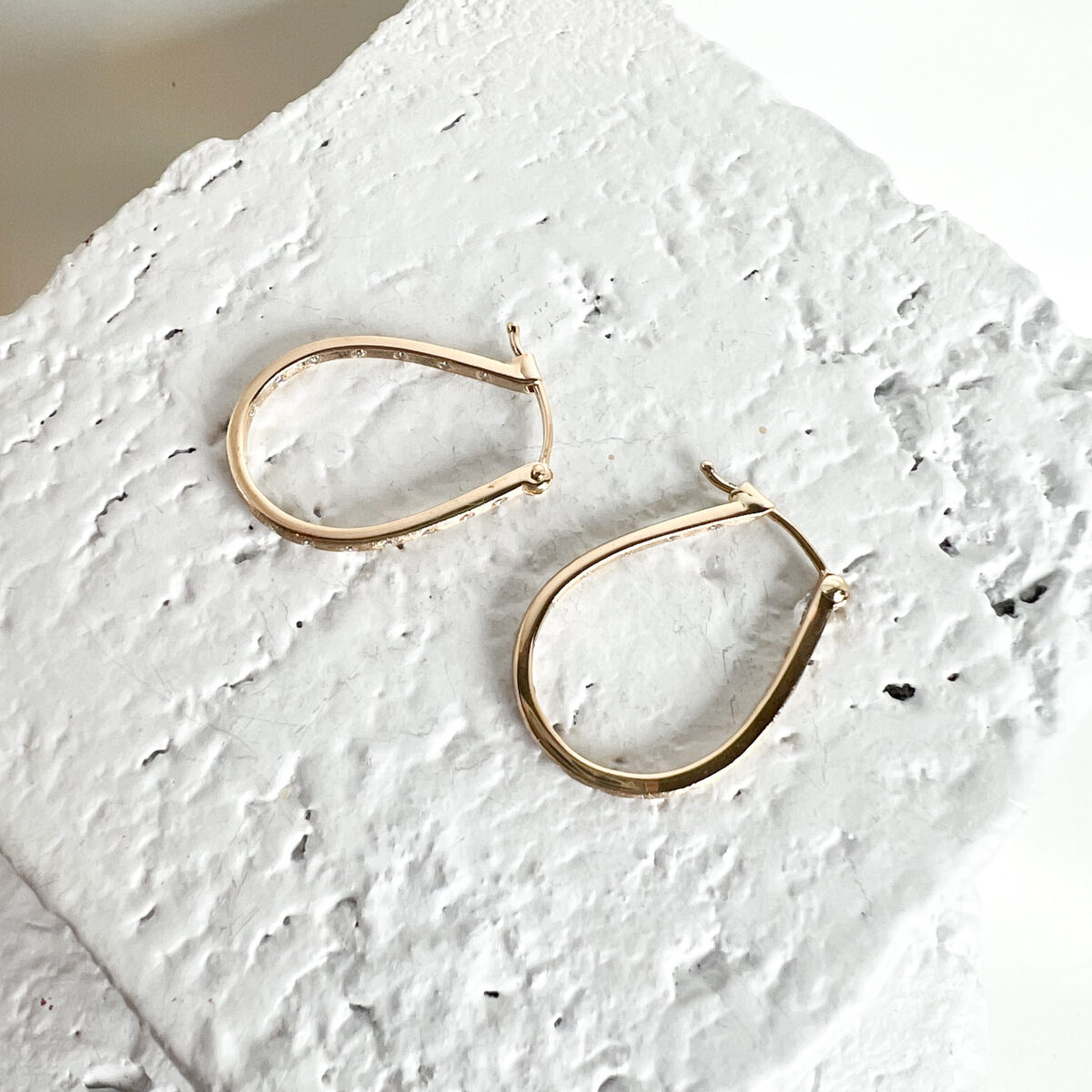 Matte Yellow Gold and Diamond Hoops