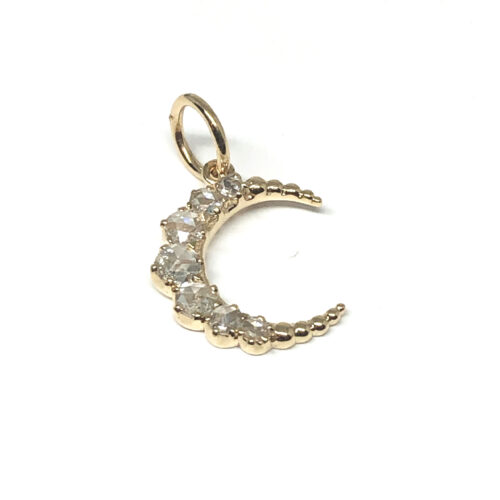 Yellow Gold and Diamond Moon Pendant