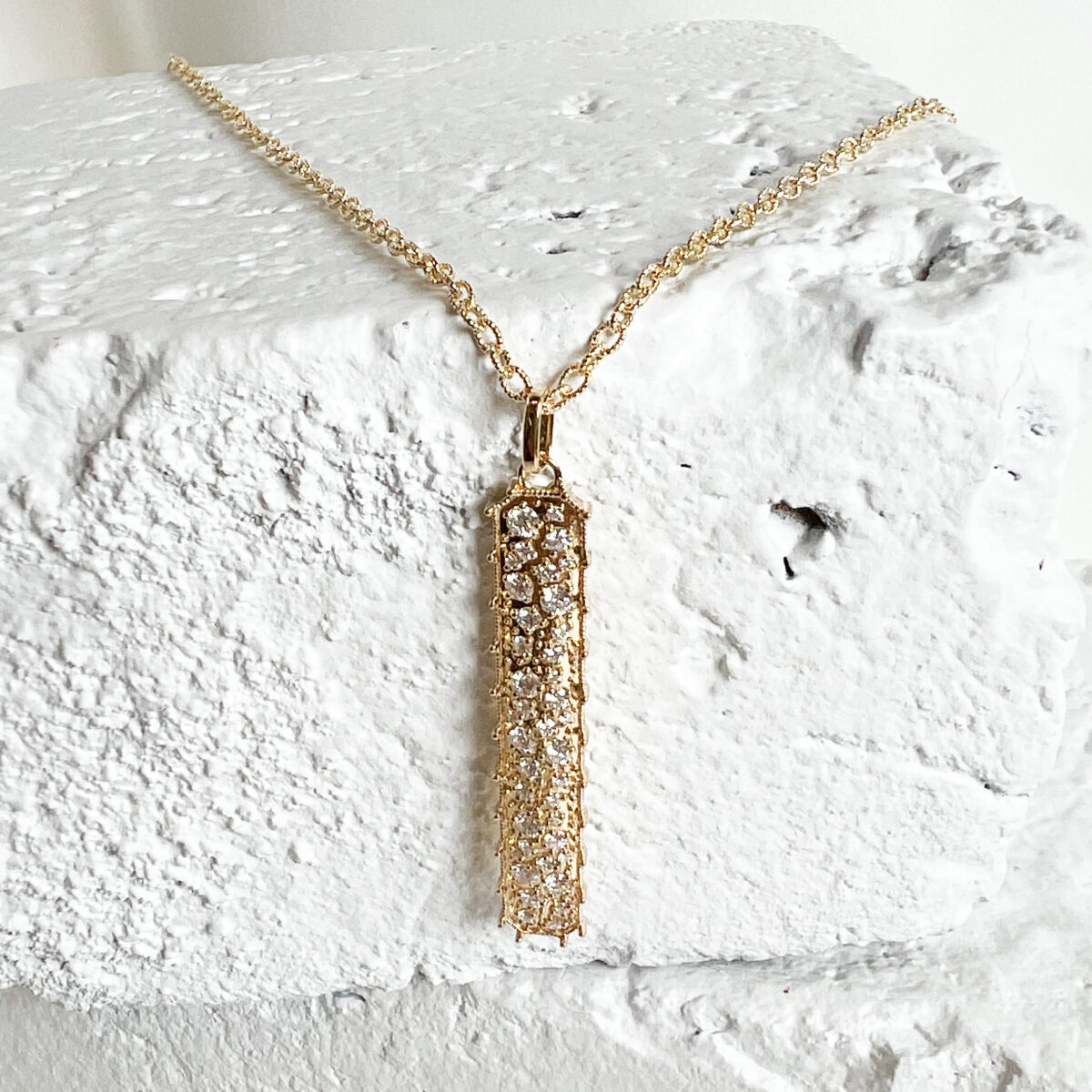 Yellow Gold and Diamond Long Confetti Tag