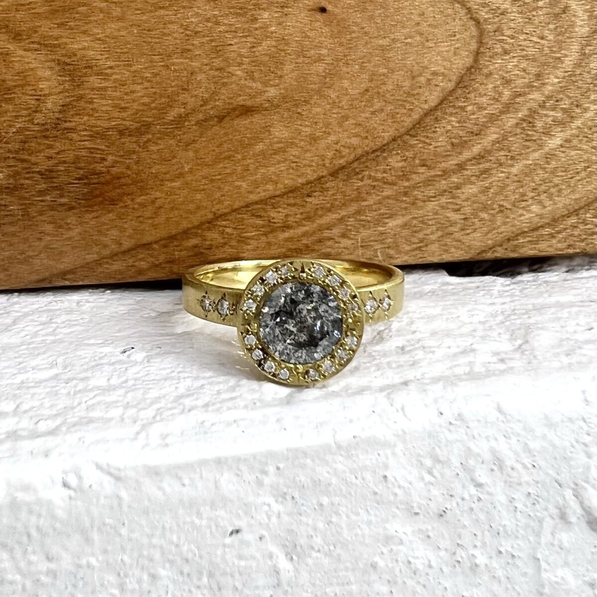 Yellow Gold and S/P Diamond Ring 1.12 CT