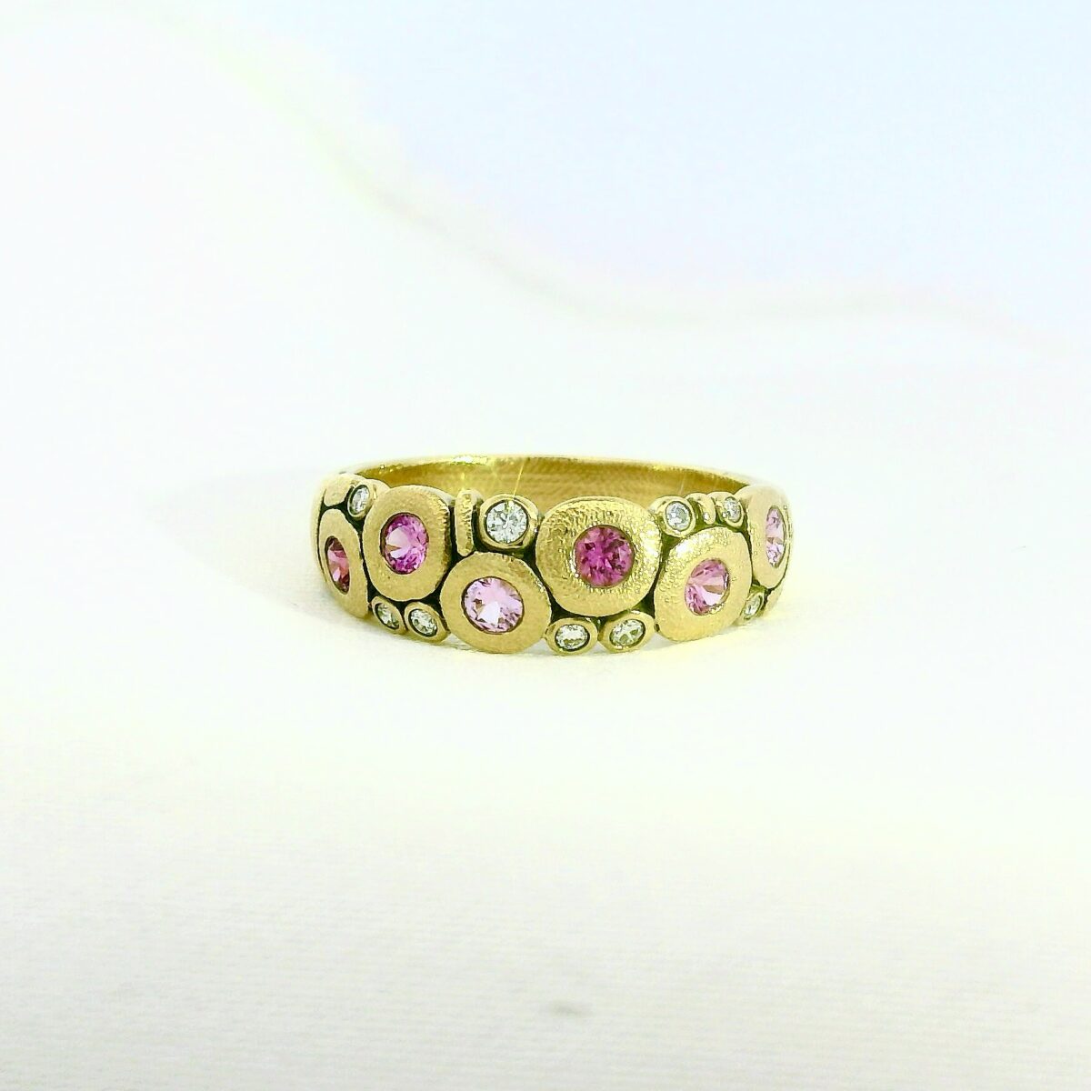 Pink Sapphire and Diamond Candy Ring