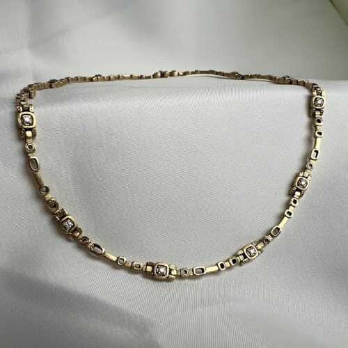 Yellow Gold and Diamond Path Necklace