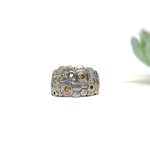 Platinum and Diamond Little Windows Ring