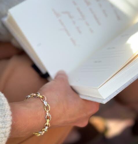 Yellow gold, Rose gold and Platinum Diamond Link Bracelet