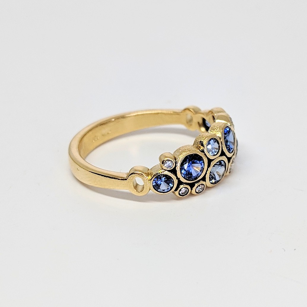 Sapphire and Diamond Mixed Gemstone Ring