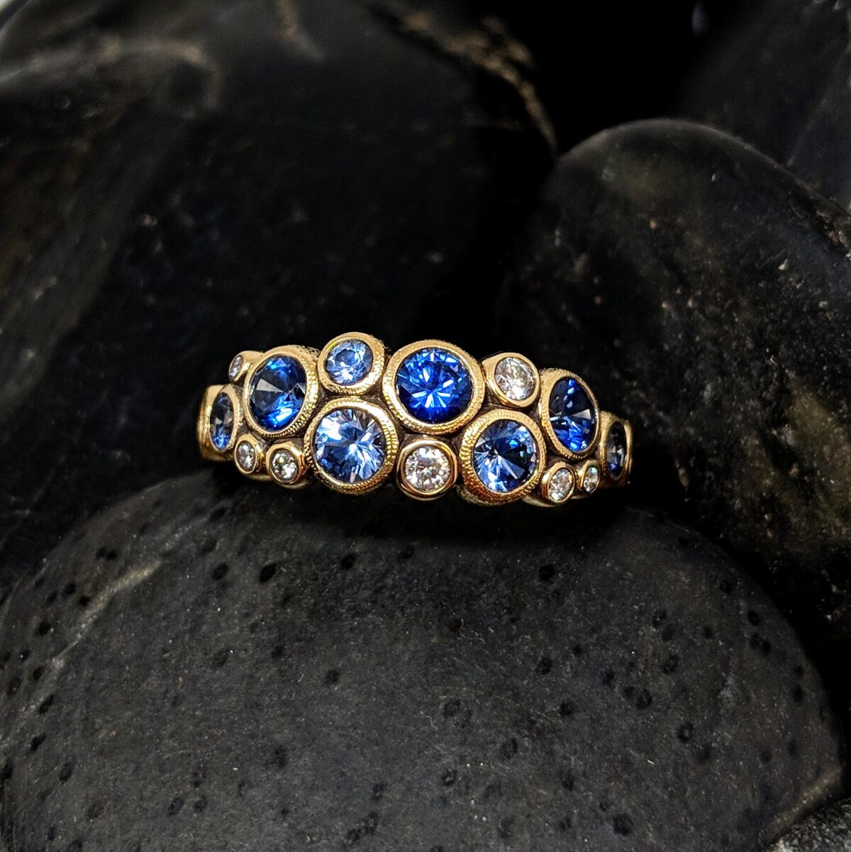 Sapphire and Diamond Mixed Gemstone Ring