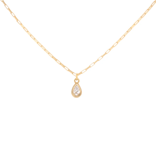 Yellow gold and White Topaz Pendant Necklace