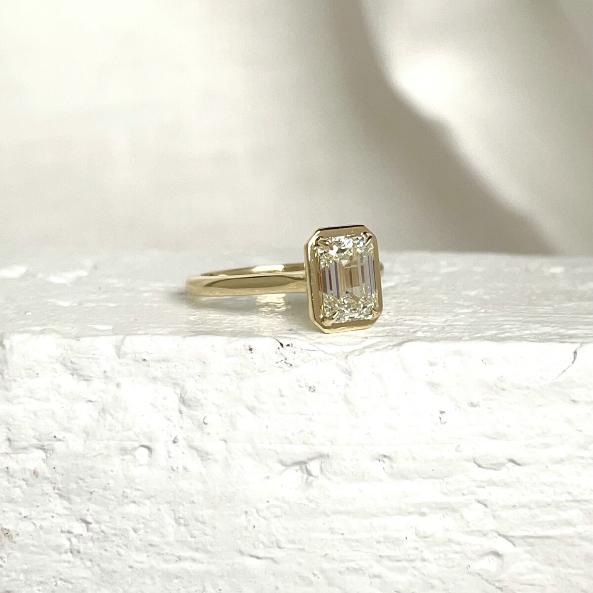 Yellow Gold Emerald Cut Diamond Ring