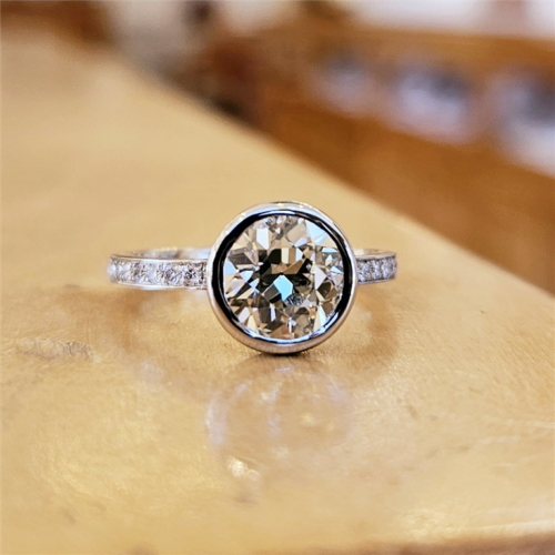 Platinum and Diamond 1.51 CT Bezel Set Ring