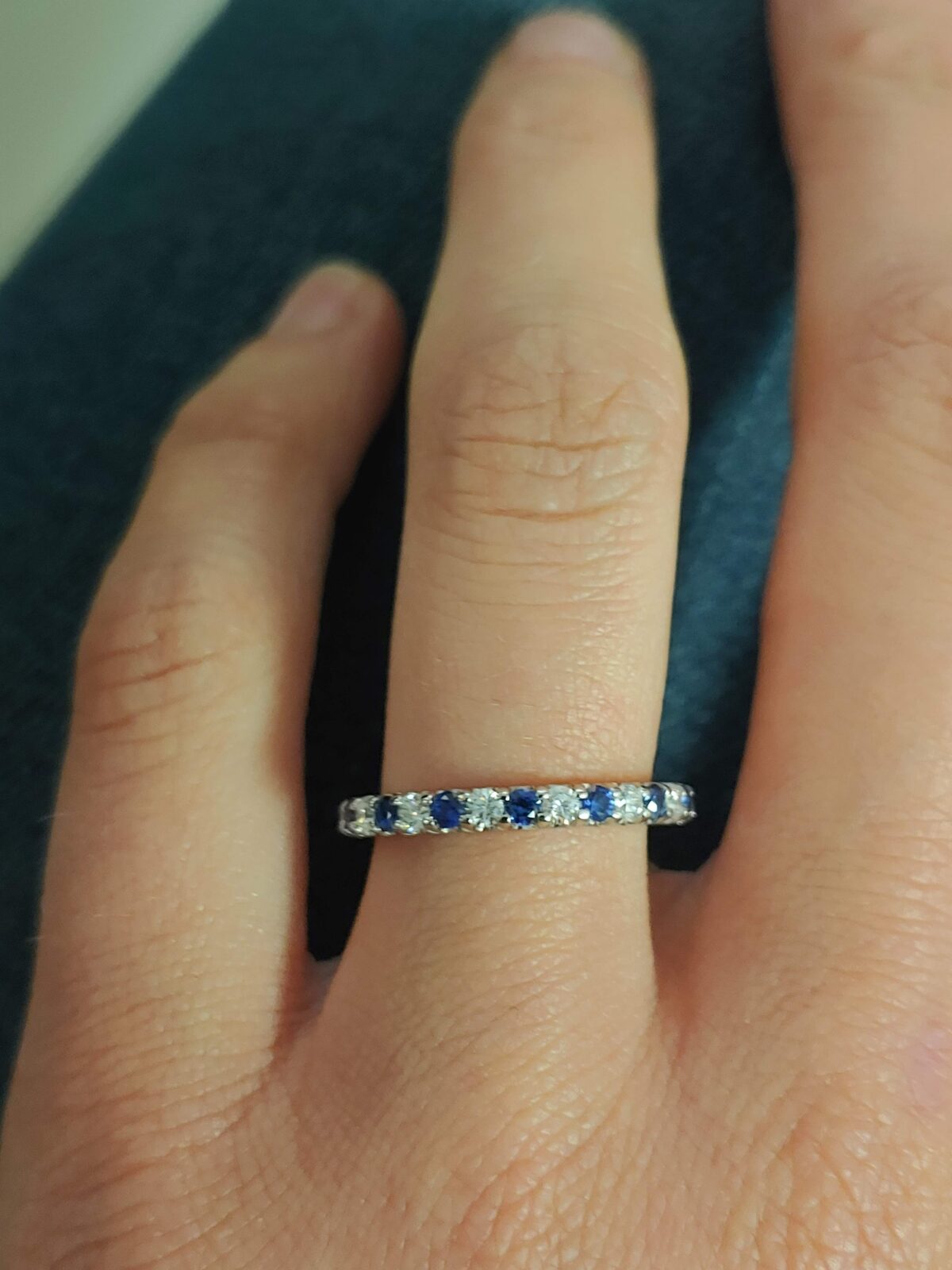 Platinum DIamond and Sapphire Eternnity Band