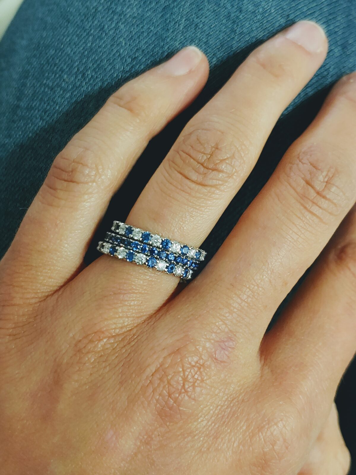 Platinum DIamond and Sapphire Eternnity Band