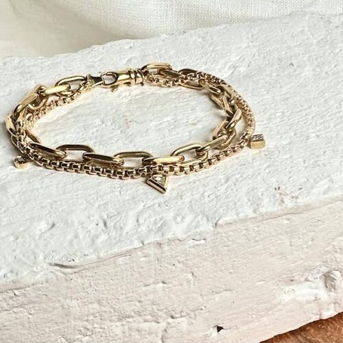 18 karat Yellow Gold and Diamond Link Bracelet