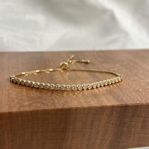 18 karat Yellow Gold and Diamond Bezel Cinch Bracelet