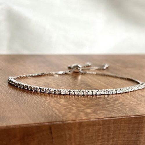 18 karat White Gold and Diamond Line Cinch Bracelet