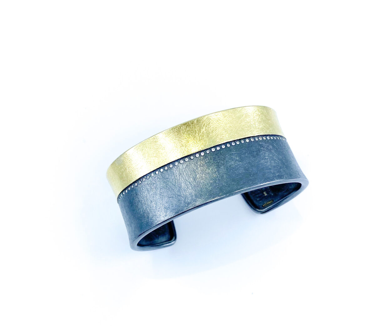 Striped Mixed Metal Cuff with Diamonds