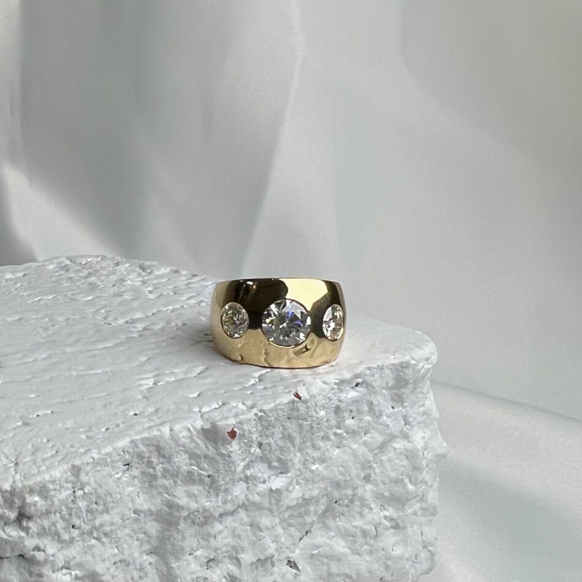 Yellow Gold Three Diamond Ring