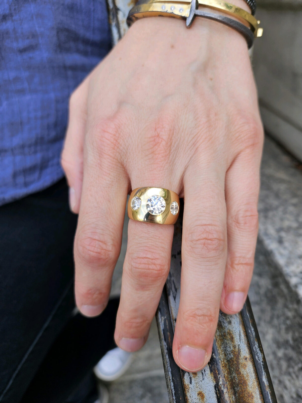 Yellow Gold Three Diamond Ring