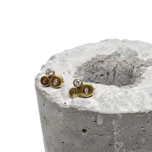 Yellow Gold and Diamond Bezel Studs