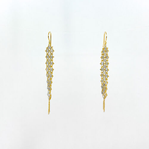 Silver Diamond Woven Textile Earrings