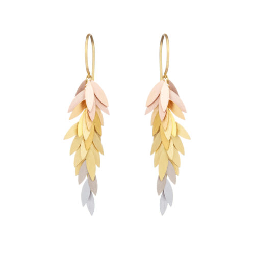 Rainbow Gold Falling Leaf Earrings