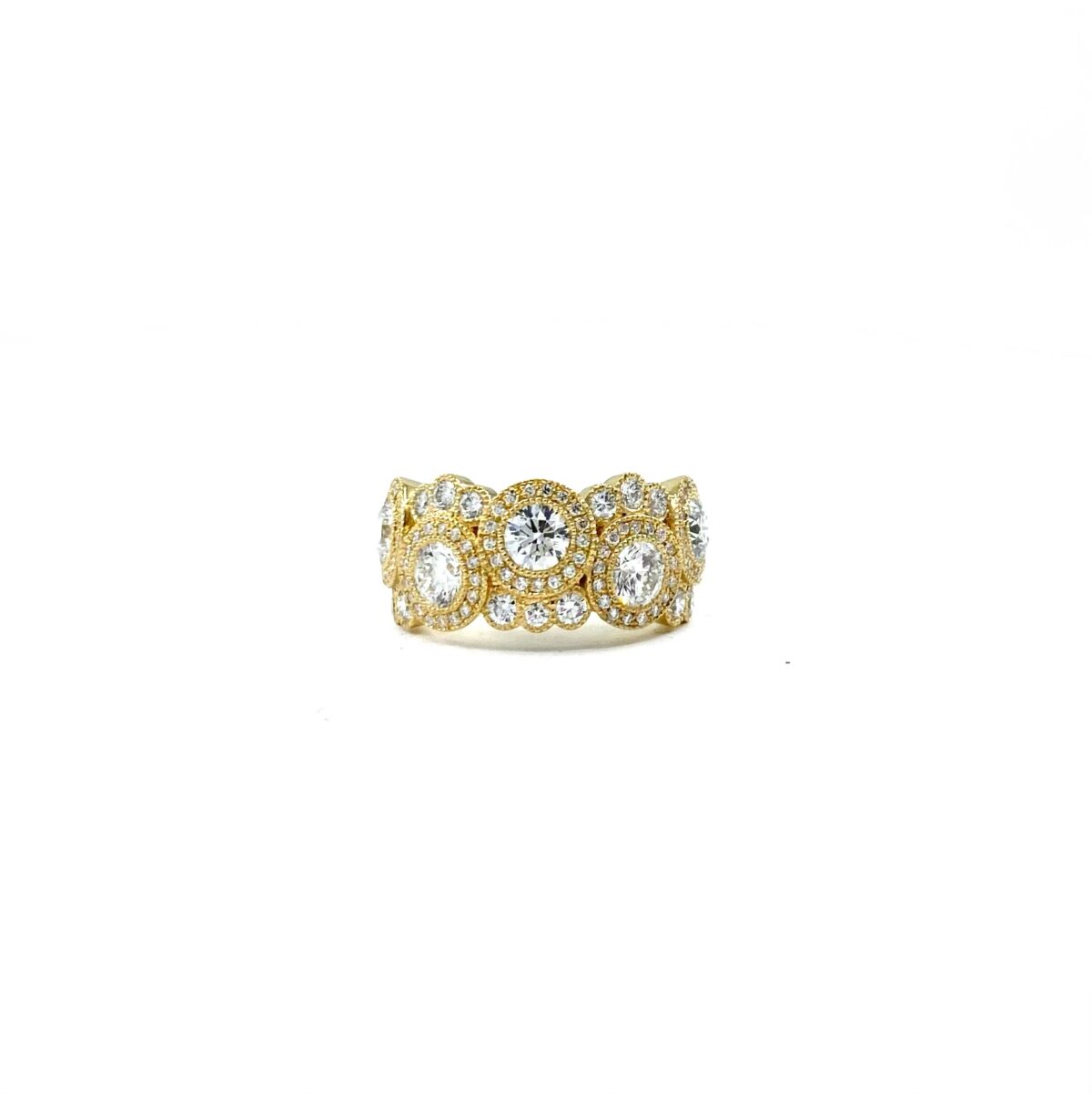 18 Karat Yellow Gold and Diamond "Bubble" Ring